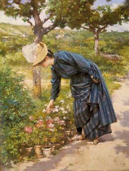 Victor Gabriel Gilbert : Lady in a Garden